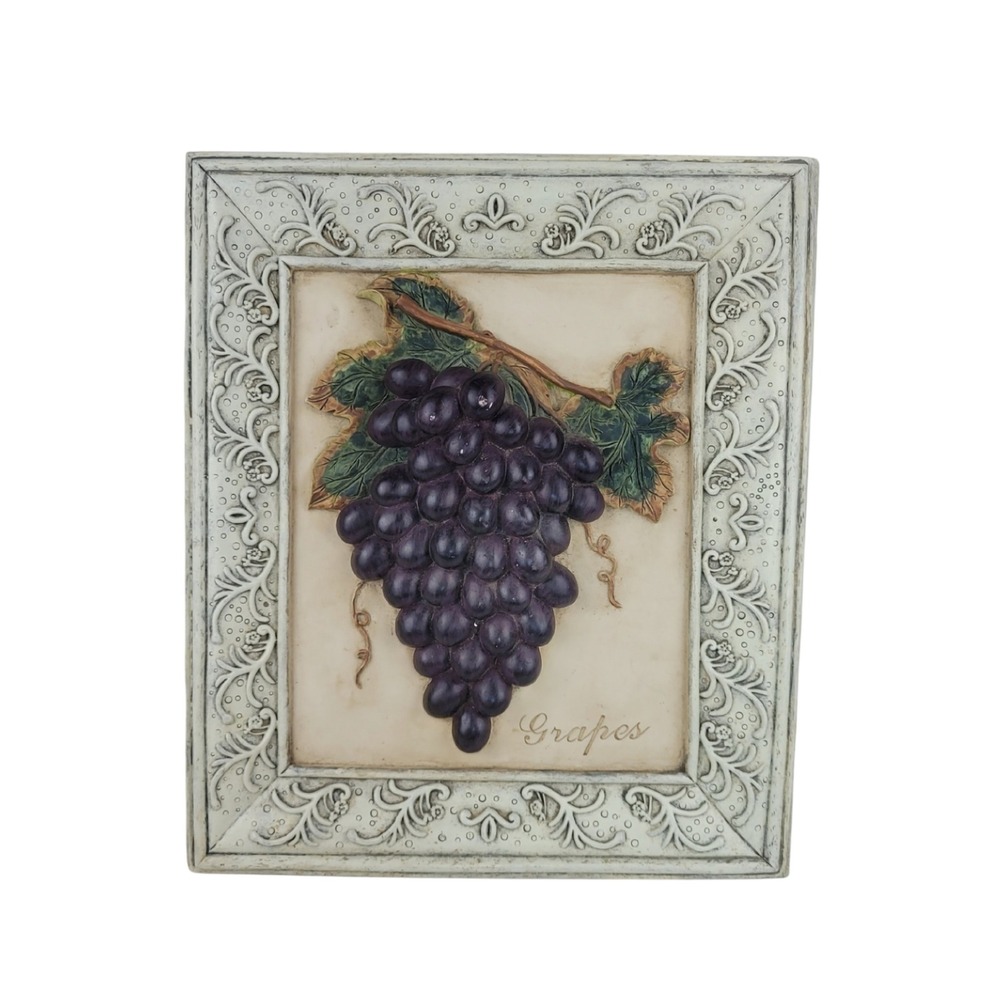 Decoline New York 3D Purple Grapes Wall Plaque Ornate Frame Kitchen‎ Decor 10x12